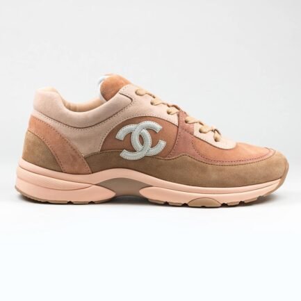 CHANEL CC LOGO BEIGE PINK SUEDE SNEAKER