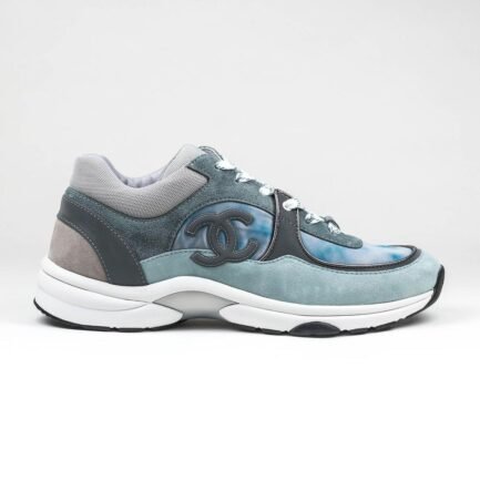 CHANEL CC LOGO TIE DYE SKY BLUE GREY REFLECTIVE SNEAKER