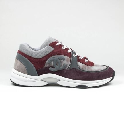 CHANEL CC LOGO TIE DYE BURGUNDY GREY REFLECTIVE SNEAKER