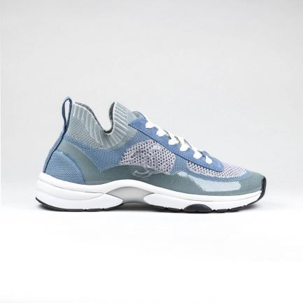 CHANEL CC LOGO SOCK SKY BLUE GREY SNEAKER