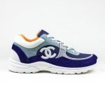 CHANEL CC LOGO SUEDE NYLON NAVY TURQUOISE SNEAKER