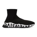 Balenciaga Speed Graffiti Trainers Black White Logo