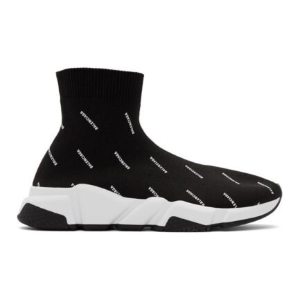 Balenciaga Speed Trainer Logo Print Black White (Copy)