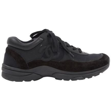 Chanel Suede CC Logo Trainers (Triple Black)