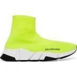 Balenciaga Speed Neon Logo-Print Stretch-Knit High-Top Sneakers