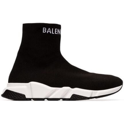 Balenciaga Black and White Speed High-top Sneakers
