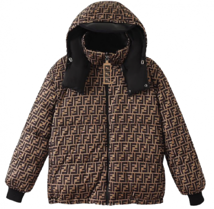 FENDI BOMBER JACKET BROWN FF LOGO