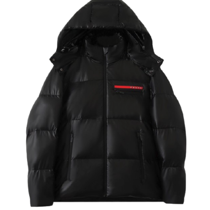PRADA BOMBER JACKET BLACK WITH RED PATCH