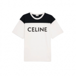 CELINE LOOSE T-SHIRT IN COTTON JERSEY CHALK / BLACK