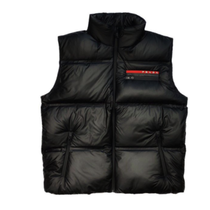 PRADA SHORT SLEEVE JACKET BLACK RED LOGO
