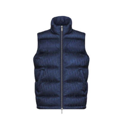 DIOR OBLIQUE SLEEVELESS DOWN JACKET navy blue