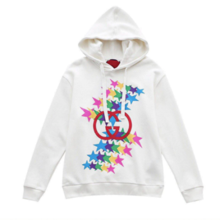 GUCCI WHITE HOODIE STAR MULTI COLORS