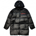 PRADA LONG JACKET BLACK RED LOGO