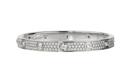 LOVE BRACELET, DIAMOND-PAVED SILVER