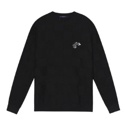 LOUIS VUITTON SWEATER DAMIER WITH LV PATCH BLACK
