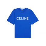 CELINE LOOSE T-SHIRT IN COTTON JERSEY BLEU ROI / OFF WHITE