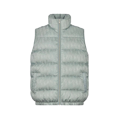 DIOR OBLIQUE SLEEVELESS DOWN JACKET Silver-Tone