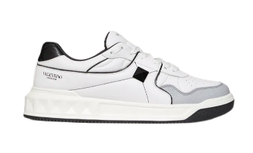 ONE STUD LOW-TOP NAPPA SNEAKER black and white