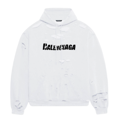 DESTROYED HOODIE IN WHITE
