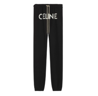 CELINE TRACK PANTS IN COTTON FLEECE BLACK / WHITE