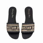 DWAY SLIDE Deep Blue Embroidered Cotton