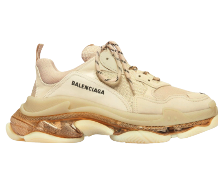 WOMEN'S TRIPLE S CLEAR SOLE TRAINERS IN BEIGE