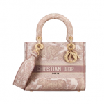 MEDIUM LADY D-LITE BAG Rose Des Vents Toile de Jouy Embroidery