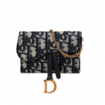 SADDLE NANO POUCH Blue Dior Oblique Jacquard