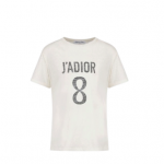 J'ADIOR 8' T-SHIRT White Linen and Cotton Jersey