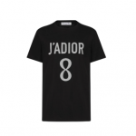 J'ADIOR 8' T-SHIRT Black Cotton Jersey and Linen