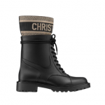 D-MAJOR ANKLE BOOT Black Calfskin and Taupe Technical Fabric