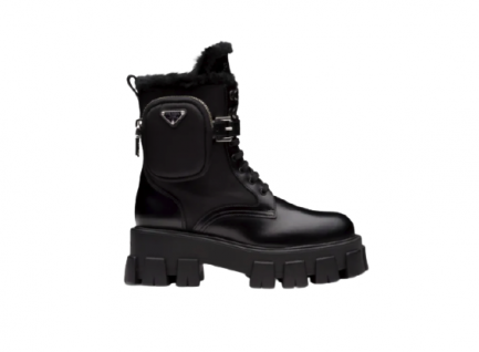 PRADA Monolith leather and nylon biker boots