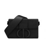 30 MONTAIGNE BOX BAG Black Ultramatte Grained Calfskin