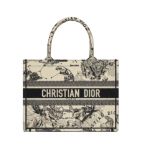 SMALL DIOR BOOK TOTE Latte Multicolor Dior Zodiac Embroidery
