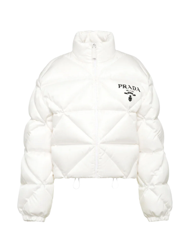 Re-Nylon Gabardine cropped down jacket white