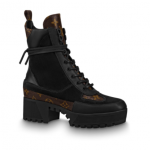 LOUIS VUITTON DESERT BOOT BLACK MONOGRAM LOGO DETAIL