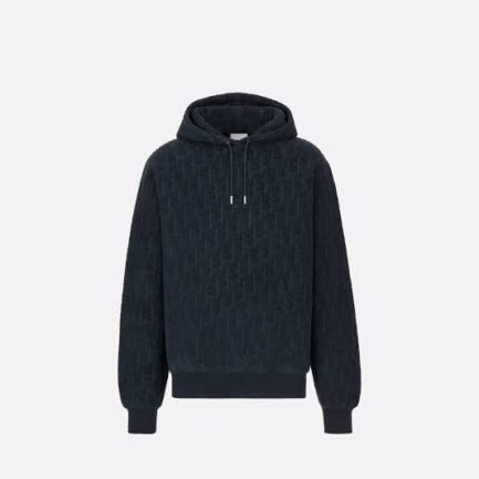 DIOR OBLIQUE RELAXED-FIT HOODED SWEATSHIRTNavy Blue Terry Cotton JacquardReference: 113J631A0684_C540