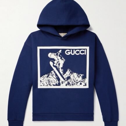Gucci - Logo-Print Cotton-Jersey Hoodie - Men - Blue -