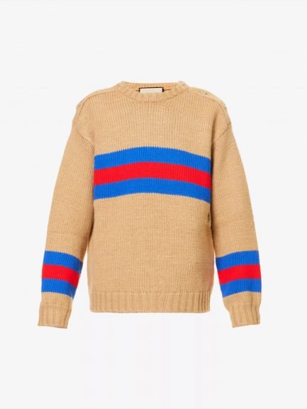 GuuciStripe crewneck wool-blend jumper