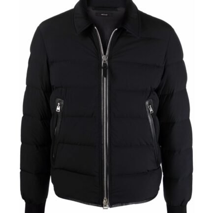 TOM FORD
Leather-Trimmed Quilted Poplin Down Jacket