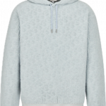Dior Oblique Towelling Terry Cotton Relaxed Fit Blue Hoodie