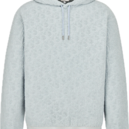 Dior Oblique Towelling Terry Cotton Relaxed Fit Blue Hoodie