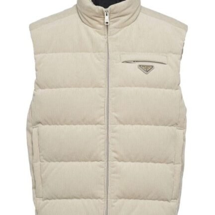 Prada
Men's Natural Enamel-logo Padded Gilet