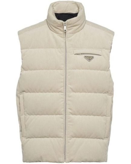 Prada
Men's Natural Enamel-logo Padded Gilet