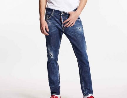 DSQUARED2 DARK SCAR WASH SKATER JEANS