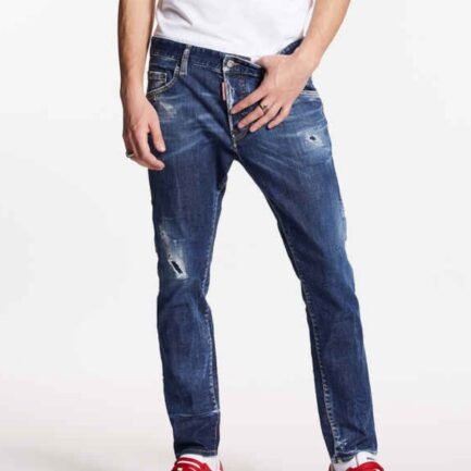 DSQUARED2 DARK SCAR WASH SKATER JEANS