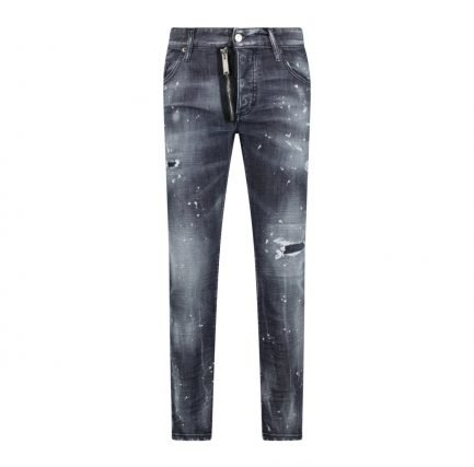 DSQUARED2 'SKATER' PRINT LOGO SLIM FIT JEANS BLACK