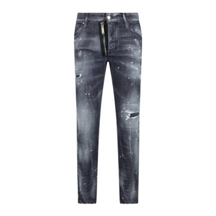 DSQUARED2 'SKATER' PRINT LOGO SLIM FIT JEANS BLACK