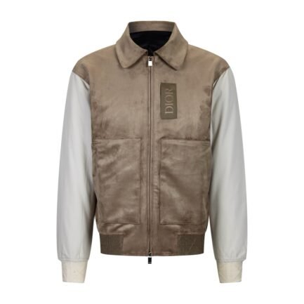 Christian Dior Short Suede Plain Leather Logo Biker Jackets