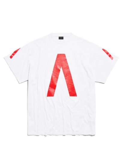BALENCIAGA MUSIC | ARCHIVE SERIES CONNECTED T-SHIRT OVERSIZED IN LIGHT GREY/RED